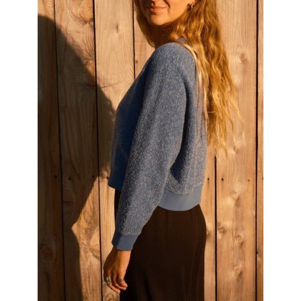 Mollusk Surf Shop Cropped Sherpa Crewneck XS Coastal Cali Cozy Teddy Fleece - Picture 4 of 8